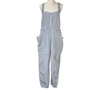 Free People Movement Chaparral Convertible Hike Overall Jumpsuit Grey Pinstripe